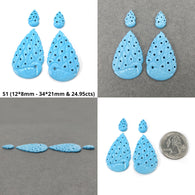 Simulant BLUE TURQUOISE Gemstone Carving : Turquoise Hand Carved Pear And Uneven Shape 4pcs Sets