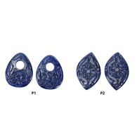 Blue Sapphire Gemstone Carving : Natural Untreated Unheated Blue Sapphire Hand Carved Uneven Shape Pairs