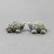 Moss Agate Gemstone Carving : 58.00cts Natural Untreated Green Agate Hand Carved Tortoise Sculpture 26*20mm Pair