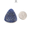 Blue Sapphire Gemstone Carving : 58.80cts Natural Untreated Unheated Blue Sapphire Hand Carved Triangle Shape 42*36mm