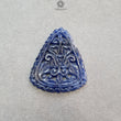Blue Sapphire Gemstone Carving : 70.00cts Natural Untreated Unheated Blue Sapphire Hand Carved Triangle Shape 46*39mm