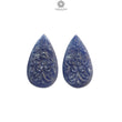 Blue Sapphire Gemstone Carving : 38.50cts Natural Untreated Unheated Blue Sapphire Hand Carved Pear Shape 31*16mm Pair
