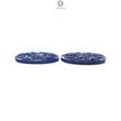 Blue Sapphire Gemstone Carving : 90.00cts Natural Untreated Unheated Sapphire Hand Carved Oval Shape 34*24mm Pair