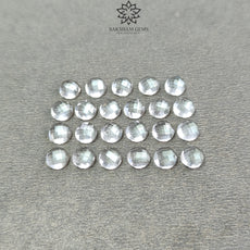 Crystal Quartz Gemstone Checker Cut : 13.70cts Natural White Quartz Gemstone Faceted Round Shape 5mm 23pcs Lot