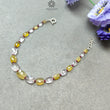 Opal Morganite & Ruby Beads Bracelet: 5.76gms 925 Sterling Silver Yellow Opal And Pink Morganite Gemstone Briolette Cushion Checker Cut 8.5"
