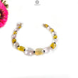 Opal & Morganite Beads Bracelet : 4.87gms 925 Sterling Silver Yellow Opal And Pink Morganite Gemstone Briolette Cushion Checker Cut 7"