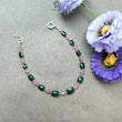 Quartz & Sapphire Gemstone Beads Bracelet : 4.04gms Green Quartz Pink Sapphire 925 Sterling Sliver Beaded Bracelet Checker Cut Bracelet 7.5"