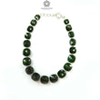 Chrome Diopside Gemstone Beads Bracelet : 11.59gms Green Chrome Diopside 925 Sterling Sliver Beaded Bracelet Checker Cut Bracelet 8"