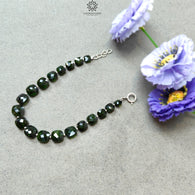 Chrome Diopside Gemstone Beads Bracelet : 11.59gms Green Chrome Diopside 925 Sterling Sliver Beaded Bracelet Checker Cut Bracelet 8