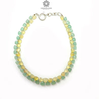Opal & Quartz Beads Bracelet : 4.24gms 925 Sterling Silver Yellow Opal And Green Quartz Gemstone Briolette Triangle Checker Cut Bracelet 8