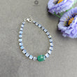 Gemstone Beads Bracelet : 3.56gms Green Quartz Rainbow Moonstone Blue Sapphire 925 Sterling Sliver Beaded Bracelet Briolette Checker Cut 7"