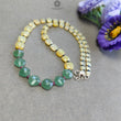 Opal & Quartz Beads Necklace : 10.74gms 925 Silver Natural Yellow Opal Green Quartz Blue Sapphire Ruby Briolette Cushion Necklace 16"