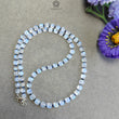 Rainbow Moonstone & Sapphire  Beads Necklace : 10.75gms 925 Silver Natural Moonstone Blue Sapphire Briolette Faceted Cushion Necklace 18"
