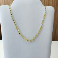 Opal & Sapphire Beads Necklace : 9.98gms 925 Sterling Silver Natural Yellow Opal Blue Sapphire Briolette Faceted Cushion Necklace 18