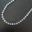 Rainbow Moonstone & Sapphire  Beads Necklace : 10.75gms 925 Silver Natural Moonstone Blue Sapphire Briolette Faceted Cushion Necklace 18"