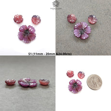 Rosemary Sheen SAPPHIRE Gemstone Flat Slices & Flower Carving : Natural Untreated Unheated Multi Sapphire Round , Hexagon Shapes Sets