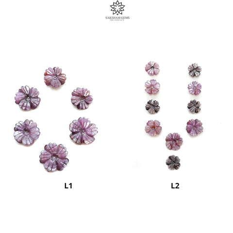 Rosemary Sheen Purple Pink SAPPHIRE Carving : Natural Untreated Sapphire Gemstone Hand Carved Flower 6pcs , 10pcs Lots