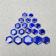 LAPIS LAZULI Gemstone Normal Cut : 73.30cts Natural Untreated Unheated Blue Lapis Hexagon Shape 9*8mm - 20*17mm 19pcs Lot