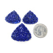 LAPIS LAZULI Gemstone Carving : 91.30cts Natural Untreated Blue Lapis Hand Carved Heart Shape 24*27mm - 30.5*34mm 3pcs
