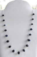 BLUE SAPPHIRE Gemstone Carving Loose Beads: 151.00cts Natural Untreated Sapphire Round Shape Hand Carved Melon Beads 8mm - 12mm For Necklace