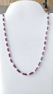 Raspberry Sapphire & Rainbow Moonstone Gemstone Fancy Cut NECKLACE: 93.30gms Natural Untreated Pencil 925 Sterling Silver 5mm - 12mm 18.25