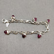 925 Sterling Silver Bracelet : 22.00gm Pink Rhinestone 6 Mini Bullets With Clasp Look Chain Bracelet 8.25"