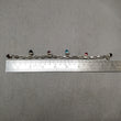 925 Sterling Silver Bracelet : 21.25gm Pink & Blue Rhinestone 6 Mini Bullets With Clasp Look Chain Bracelet 8.5"