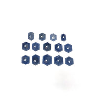 BLUE SAPPHIRE Gemstone Step Cut : 31.80cts Natural Untreated Unheated Sapphire Hexagon Shape 8*5mm - 11*8mm 14pcs