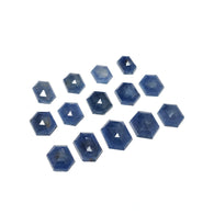 BLUE SAPPHIRE Gemstone Step Cut : 31.80cts Natural Untreated Unheated Sapphire Hexagon Shape 8*5mm - 11*8mm 14pcs