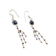 Blue & Multi Sapphire Gemstone 925 Sterling Silver Beaded Earrings : 2.88gms Natural Sapphire Drop Dangle Statement Hook Earring 2.5"