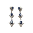 BLUE SAPPHIRE Gemstone CZ 925 Sterling Silver Earrings : 6.56gms Natural Designer Push Back Drop Dangle Earrings 2"