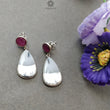 BOTSWANA AGATE & RUBY Gemstone Earrings : 9.09gms Natural 925 Sterling Silver Bi-Color Bezel Set Drop Dangle Push Back Earring 1.6"