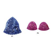 Blue Sapphire & Ruby Gemstone Carving : Natural Untreated Unheated Sapphire And Ruby Hand Carved Uneven Shape