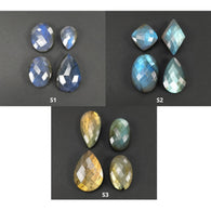 Rainbow Flashing LABRADORITE Gemstone Checker Cut : Natural Untreated Blue Labradorite Pear Oval Marquise Shape