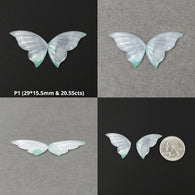 GREEN CHRYSOPRASE Gemstone Carving Natural Unheated Untreated Chrysoprase Hand Carved Butterfly Pair