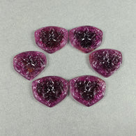 Exclusive Rare RUBELLITE TOURMALINE Gemstone Carving : 160.65cts Natural Untreated Pink Tourmaline Hand Carved Uneven FLOWER 28*25mm - 30*25mm 6pcs Set