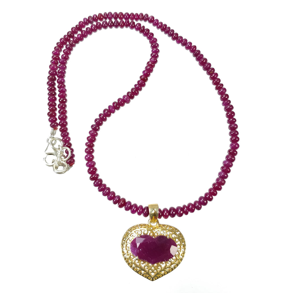 Ruby bead necklace with on sale pendant