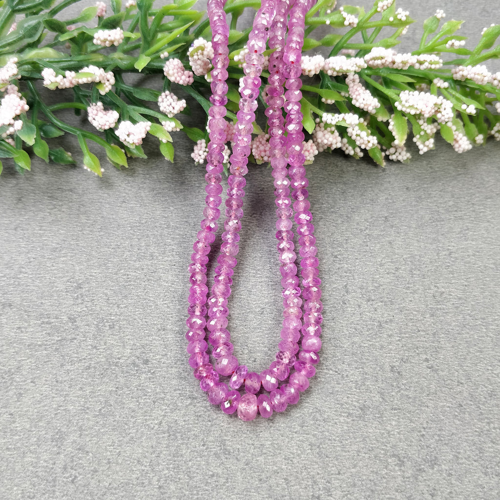 Untreated Pink SAPPHIRE Faceted Rondelle Beads Necklace