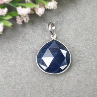 BLUE SAPPHIRE Gemstone 925 Sterling Silver Pendant : 4.26gms Natural Sapphire Pear Shape Bezel Set Pendant 1.25