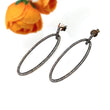 CUBIC ZIRCONIA 925 Sterling Silver Earrings : 5.40gms Oval Shape Victorian Push Back Bezel Set Hoop Fashion Earring 2.5"