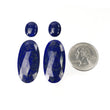 LAPIS LAZULI Gemstone Rose Cut & Cabochon: 53.40cts Natural Untreated Unheated Blue Lapis Oval Shape 14*11mm - 36.5*18.5mm 4pcs