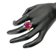 RED RUBY Gemstone RING : 925 Sterling Silver Natural Glass Filled Ruby Oval Normal Cut Bezel Set Gold Plated Unisex Ring 8US