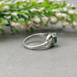 Green EMERLAD Gemstone With CZ RING : 3.490gms 925 Sterling Silver Natural Emerald Gemstone Oval Shape Prong Set 7.5US