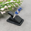 Blue SAPPHIRE Gemstone With CZ RING : 2.660gms 925 Sterling Silver Natural Sapphire Oval Normal Cut Prong Set Unisex Ring 7US