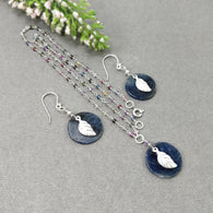 BLUE SAPPHIRE Gemstone Jewelry Set : 925 Sterling Silver Natural Untreated Sapphire 17