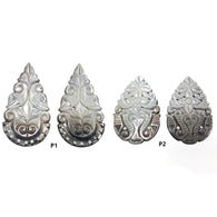 MOTHER OF PEARL Gemstone Carving : Natural Untreated Black Mop Hand Carved Pear Shape Pairs