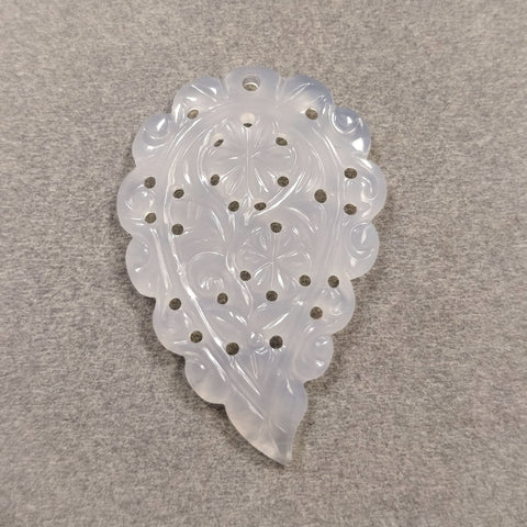 ONYX Gemstone MEDIUM LEAF Carving : 29.00cts Natural Onyx Gemstone One Sided Hand Carved Medium Size Indian Leaf 43*29mm 1pc For Pendant
