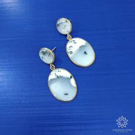 BOSTWANA AGATE gemstone :925 Sterling Silver Natural AGATE Gemstone Oval & Round Rose Gold Plated Earrings 1.85