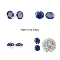 Sapphire Gemstone Normal Cut : Natural Untreated Unheated Blue Sapphire Oval Shape pairs