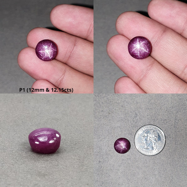 Star Ruby Gemstone Cabochon : Natural Untreated Unheated Red 6Ray Star Ruby Oval Shape